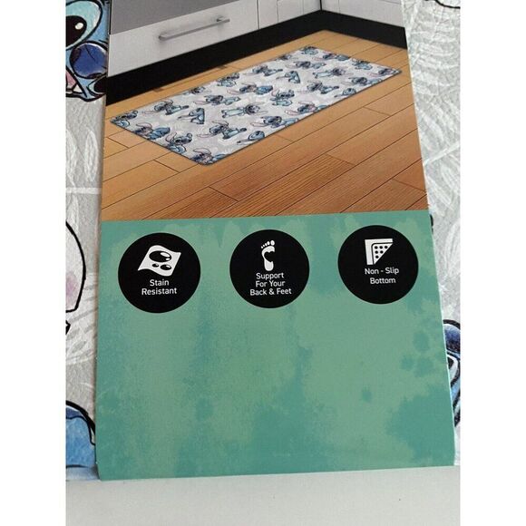 Disney Stitch Poses Anti Fatigue Kitchen Tropical All Over 18 X 30” NEW - Picture 7 of 16